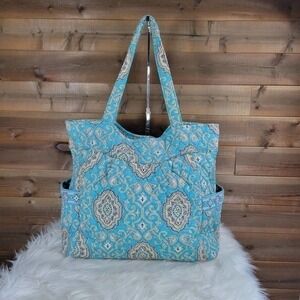 Vera Bradley Totally Turq Large Pleated Tote